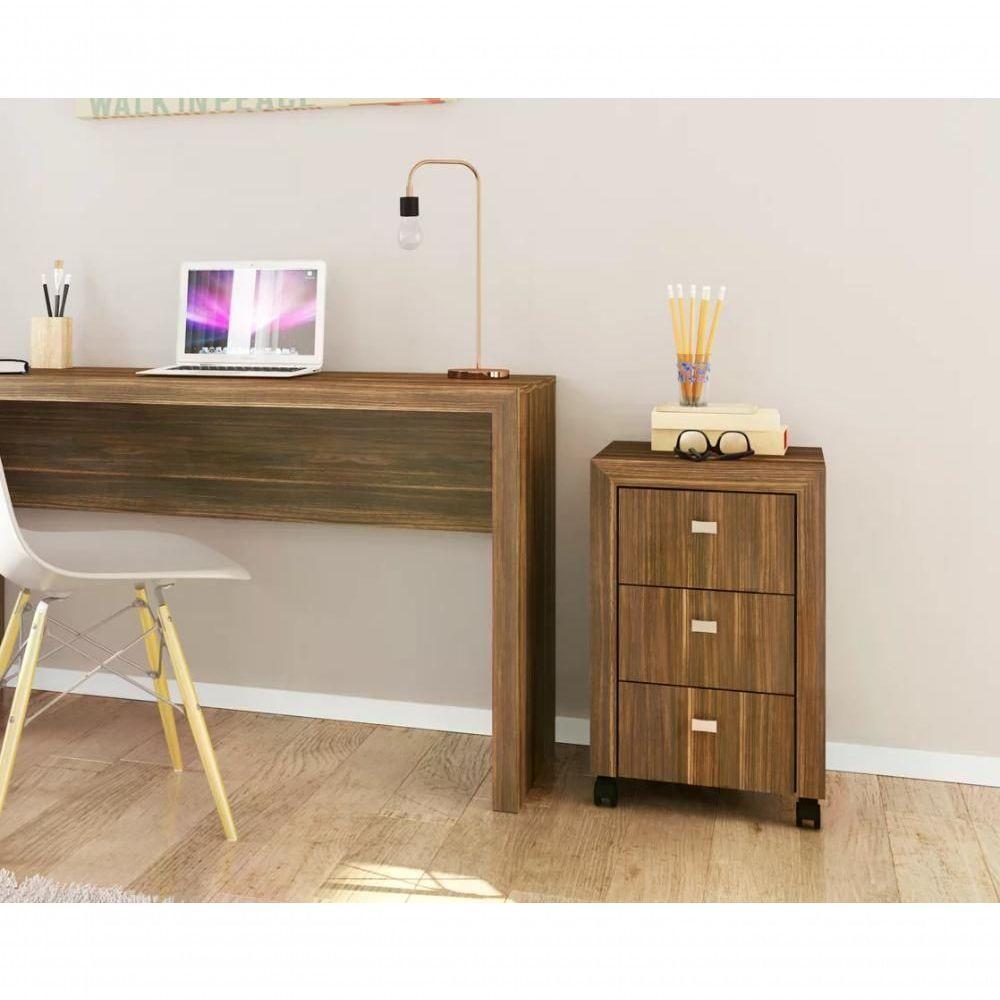 Gaveteiro Para Escritorio 03 Gavetas Me4108 Nogal Nogal - 3