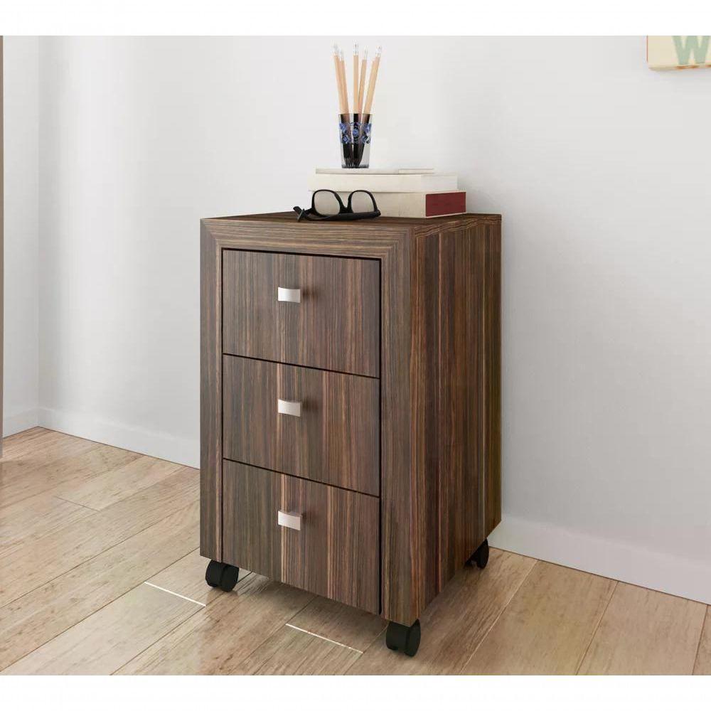 Gaveteiro Para Escritorio 03 Gavetas Me4108 Nogal Nogal - 6