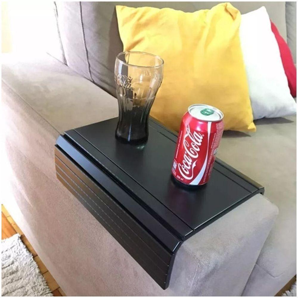 Kit 02un Esteiras Decorativa Laqueada Apoio Sofá Lisa Preta - 5