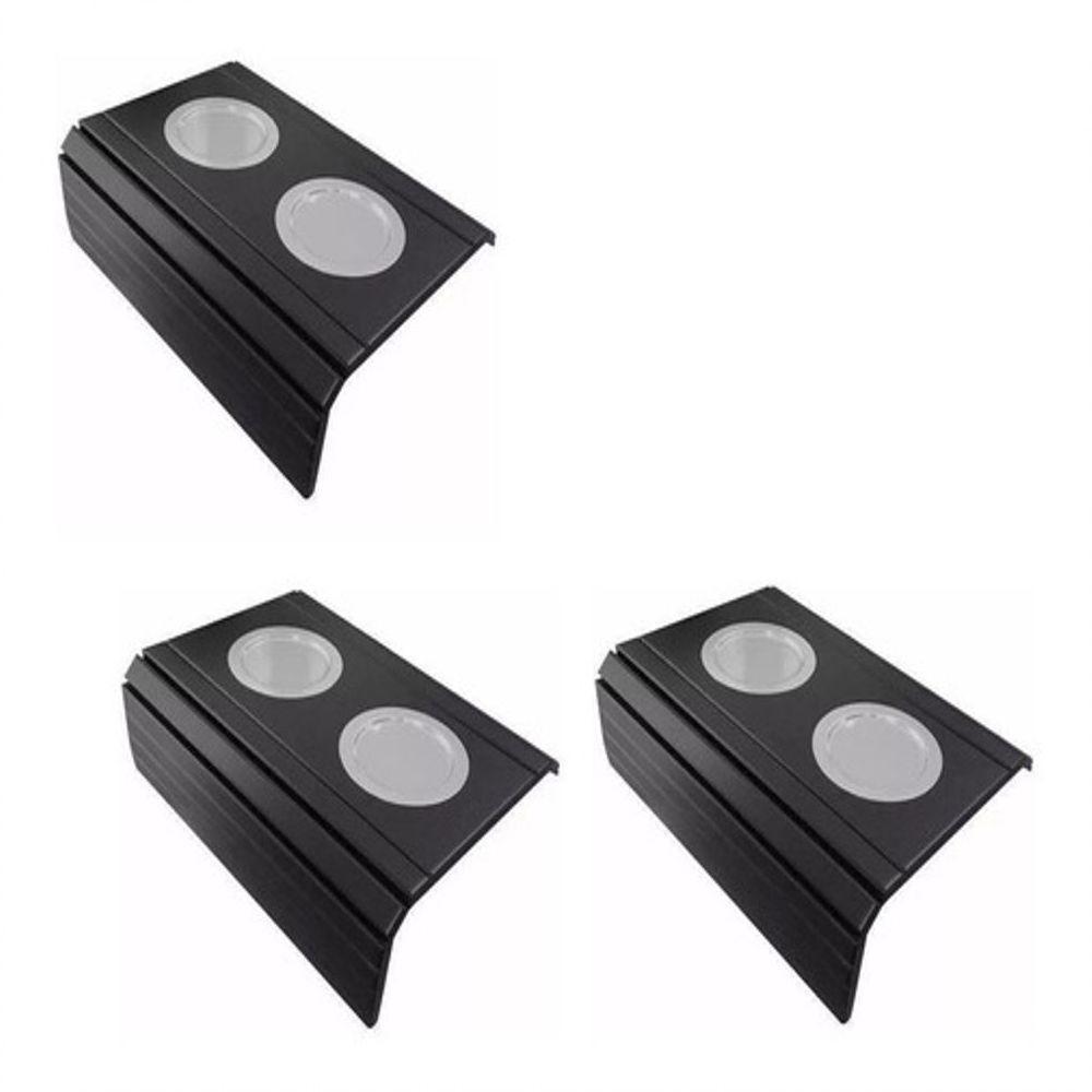 Kit 03 Esteira Decorativa Laqueada Sofá Copo Alumínio Preta - 1