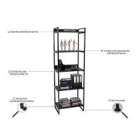 Kit 2 Estantes Livreiro Multi Prisma Estilo Industrial 60cm 5 Prateleiras C08 Preto Onix