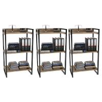 Kit 3 Estantes Livreiro Multi Prisma Estilo Industrial 60cm 3 Prateleiras C08 Carvalho - 1