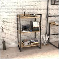 Kit 2 Estantes Livreiro Multi Prisma Estilo Industrial 60cm 3 Prateleiras C08 Carvalho - 6