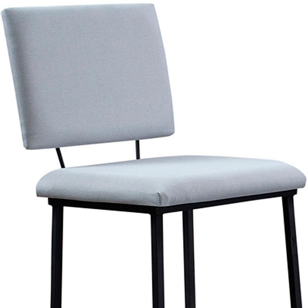 Banqueta Alta Base Em Aço Preto F109 Linho Gelo Dmobiliario Gelo - 3