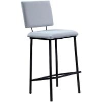 Banqueta Alta Base Em Aço Preto F109 Linho Gelo Dmobiliario Gelo - 1