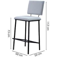 Banqueta Alta Base Em Aço Preto F109 Linho Gelo Dmobiliario Gelo