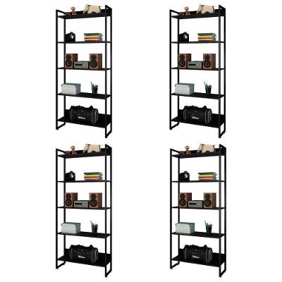 Kit 4 Estantes Livreiro Studio Industrial M18 Preto
