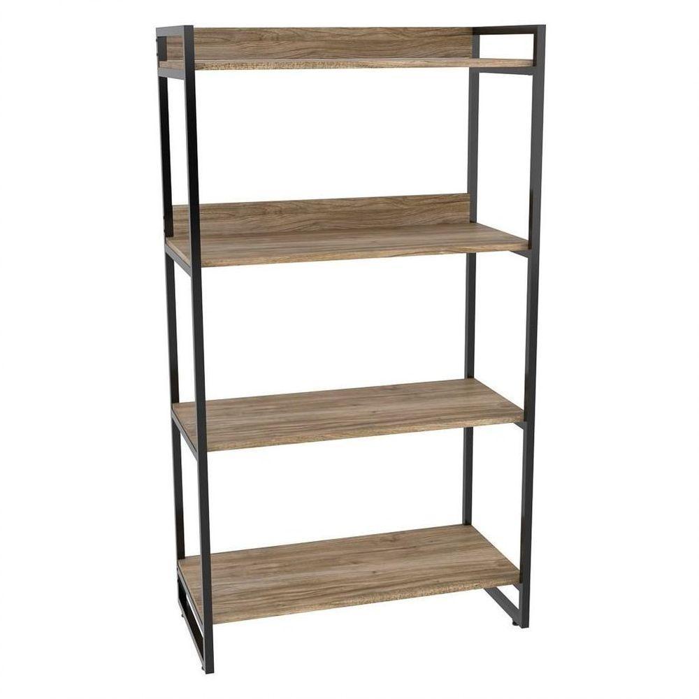 Kit 3 Estantes Livreiro Multi Prisma Estilo Industrial 80cm 4 Prateleiras C08 Carvalho - 2