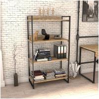 Kit 3 Estantes Livreiro Multi Prisma Estilo Industrial 80cm 4 Prateleiras C08 Carvalho - 6