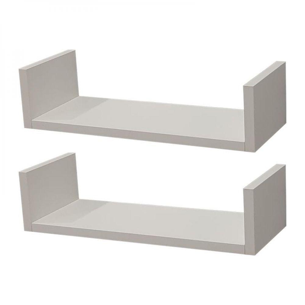 Kit 2 Prateleiras U 50 x 15cm Branca Suporte Invisível - 1