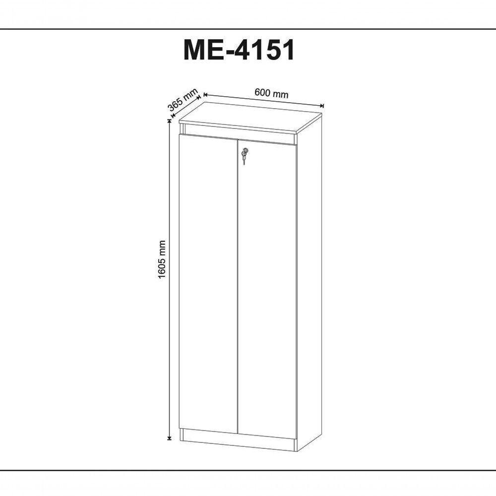 Armário 02 Portas Para Escritorio Com Chave Me4151 Nogal - 3
