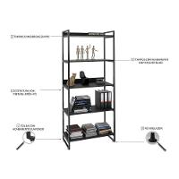 Kit 3 Estantes Livreiro Multiuso Prisma Estilo Industrial 80cm 5 Prateleiras C08 Preto Onix