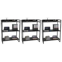 Kit 3 Estantes Livreiro Multiuso Prisma Estilo Industrial 80cm 3 Prateleiras C08 Preto Onix - 1