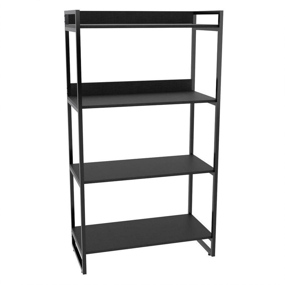 Kit 2 Estantes Livreiro Multiuso Prisma Estilo Industrial 80cm 4 Prateleiras C08 Preto Onix - 2