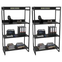 Kit 2 Estantes Livreiro Multiuso Prisma Estilo Industrial 80cm 4 Prateleiras C08 Preto Onix - 1