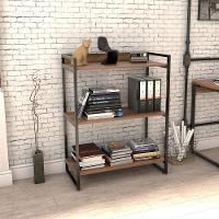 Estante Livreiro Multi Prisma Estilo Industrial 80cm 3 Prateleiras C08 Nogal - Mpozenato - 5