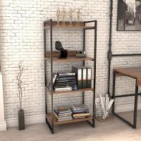 Estante Livreiro Multiuso Prisma Estilo Industrial 60cm 4 Prateleiras C08 Nogal - Mpozenato - 5