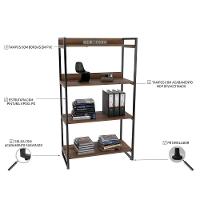 Estante Livreiro Multi Prisma Estilo Industrial 80cm 4 Prateleiras C08 Nogal - Mpozenato