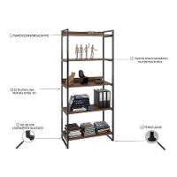Estante Livreiro Multi Prisma Estilo Industrial 80cm 5 Prateleiras C08 Nogal - Mpozenato