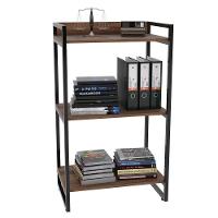 Estante Livreiro Multiuso Prisma Estilo Industrial 60cm 3 Prateleiras C08 Nogal - Mpozenato - 1