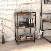 Estante Livreiro Multiuso Prisma Estilo Industrial 60cm 3 Prateleiras C08 Nogal - Mpozenato - 5
