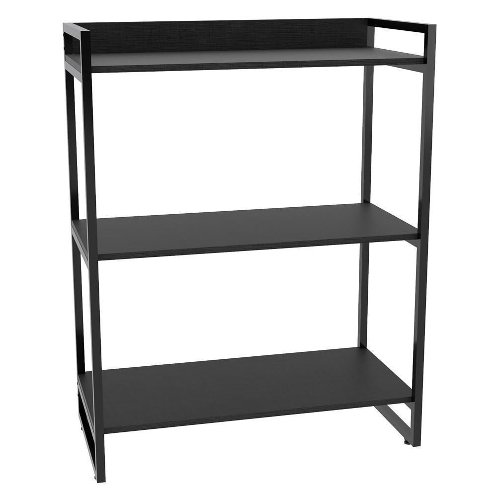 Estante Livreiro Multi Prisma Estilo Industrial 80cm 3 Prateleiras C08 Preto Onix - Mpozenato - 2