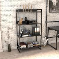 Estante Livreiro Multiuso Prisma Estilo Industrial 80cm 4 Prateleiras C08 Preto Onix - Mpozenato