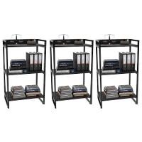 Kit 3 Estantes Livreiro Multi Prisma 60Cm 3 Prateleiras Preto Onix - 1