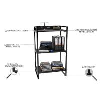 Kit 3 Estantes Livreiro Multi Prisma 60Cm 3 Prateleiras Preto Onix