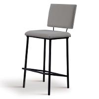 Banqueta Alta Base Em Aço Preto F109 Linho Cinza Dmobiliario Cinza - 7