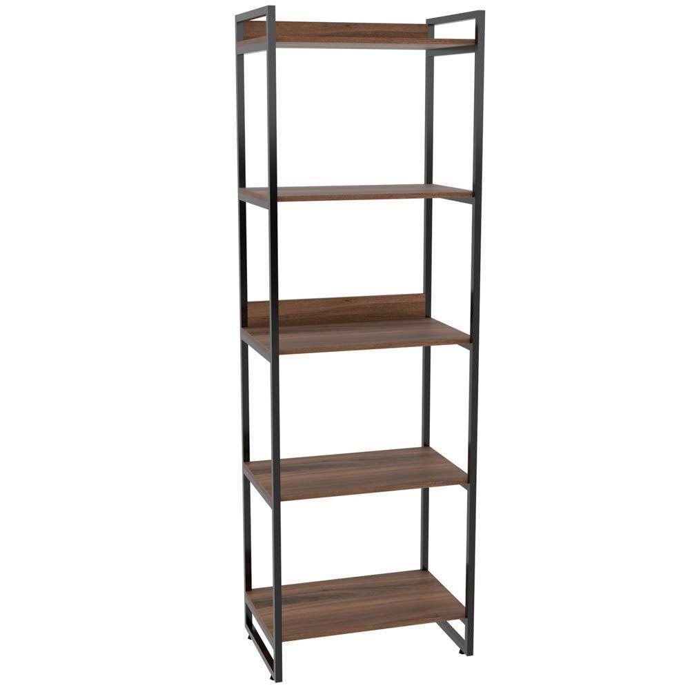 Kit 02 Estantes Com 5 Prateleiras Escritório Estilo Industrial Form C01 187X60 Cm Nogal - 2