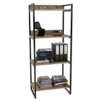 Estante Livreiro Multi Prisma Estilo Industrial 60cm 4 Prateleiras C08 Carvalho - Mpozenato - 1