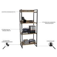 Estante Livreiro Multi Prisma Estilo Industrial 60cm 4 Prateleiras C08 Carvalho - Mpozenato