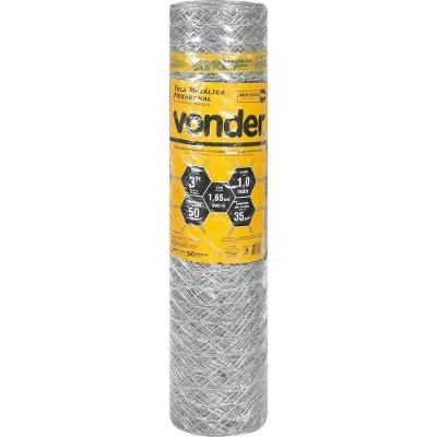 Tela Metálica Mangueirão Hex Malha 3'' Bwg16 1,0m 50m Vonder