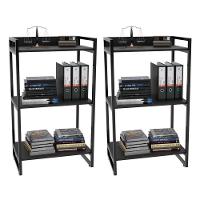 Kit 2 Estantes Livreiro Multiuso Prisma 60Cm 3 Prateleiras Preto Onix - 2