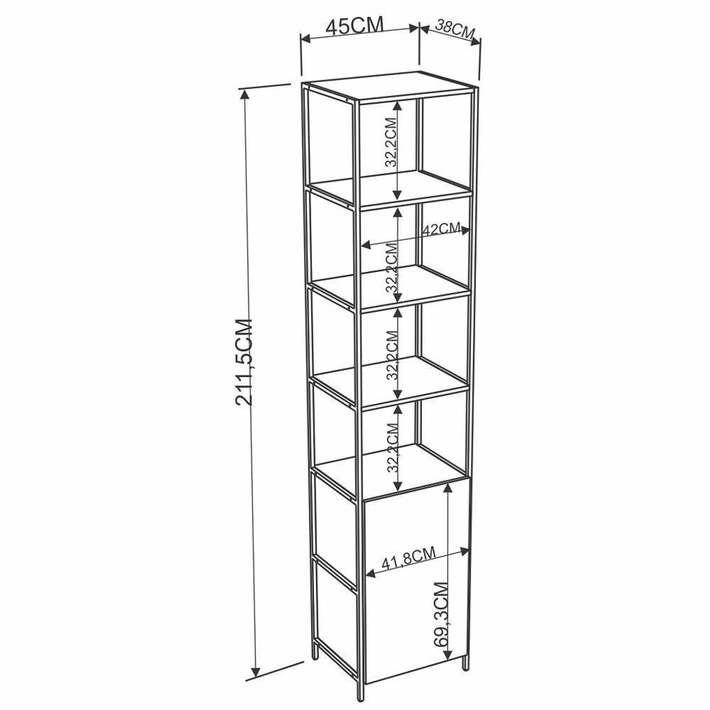 Kit 2 Estantes Livreiros Estilo Industrial Steel Quadra Vermont Base Preto - Artesano - 3