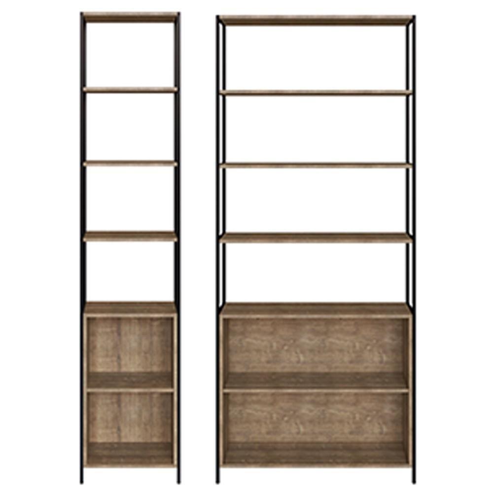 Kit 2 Estantes Livreiros Estilo Industrial Steel Quadra Vermont Base Preto - Artesano - 4