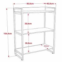 Kit 3 Estantes Livreiro Multi Prisma Estilo Industrial 80Cm 3 Prateleiras C08 Nogal - Mpozenato - 3