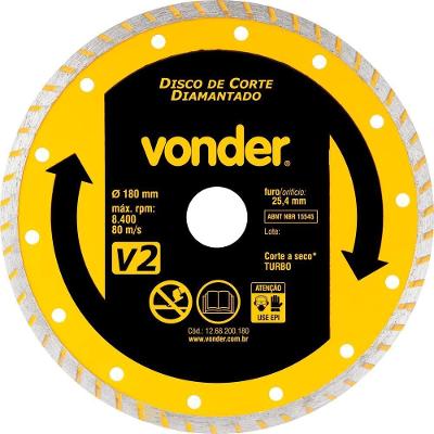 Disco Diamantado 180Mm Turbo Furo 25Mm V2 - Vonder