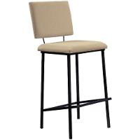 Banqueta Alta Base Em Aço Preto F109 Linho Bege Dmobiliario Bege - 1