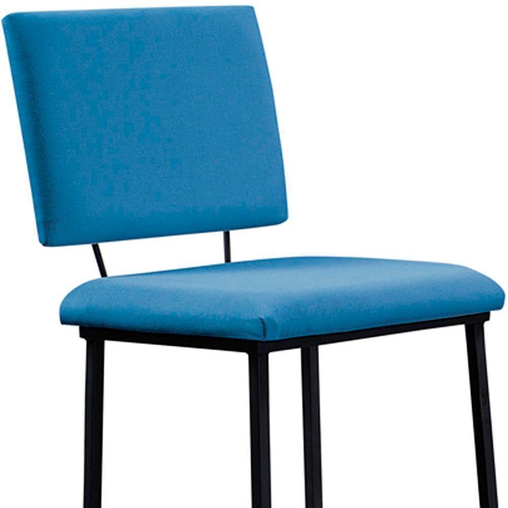 Banqueta Alta Base Em Aço Preto F109 Linho Azul Jeans Dmobiliario Azul Jeans - 3