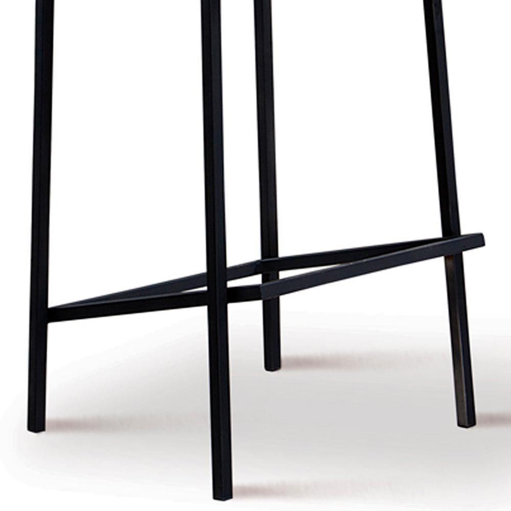 Banqueta Alta Base Em Aço Preto F109 Linho Azul Jeans Dmobiliario Azul Jeans - 5