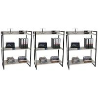 Kit 3 Estantes Livreiro Multiuso Prisma Estilo Industrial 80Cm 3 Prateleiras C08 Snow - Mpozenato - 1