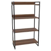 Kit 3 Estantes Livreiro Multi Prisma Estilo Industrial 80Cm 4 Prateleiras C08 Nogal - Mpozenato