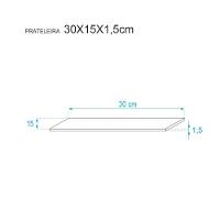 Kit 3 Prateleiras 30 x 15cm Carvalho Suporte Invisível - 9