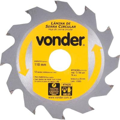 Lamina Serra Circular Vídea 110X20X2,6Mm 12 Dentes 12100 Rpm
