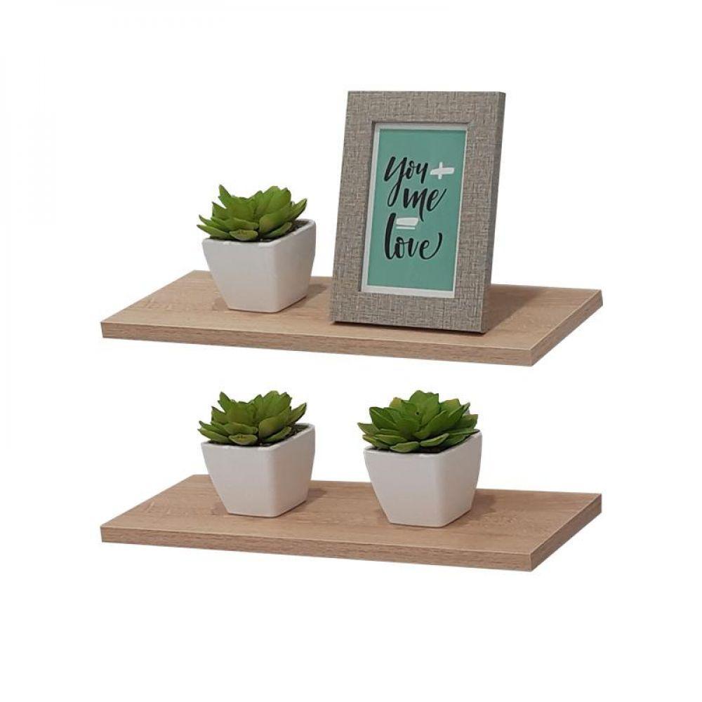 Kit 2 Prateleiras 30 x 15cm Carvalho Suporte Invisível - 2