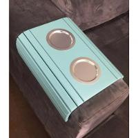 Esteira Bandeja Para Braço Sofá Porta Copo Alumínio Azul Bebe - 5