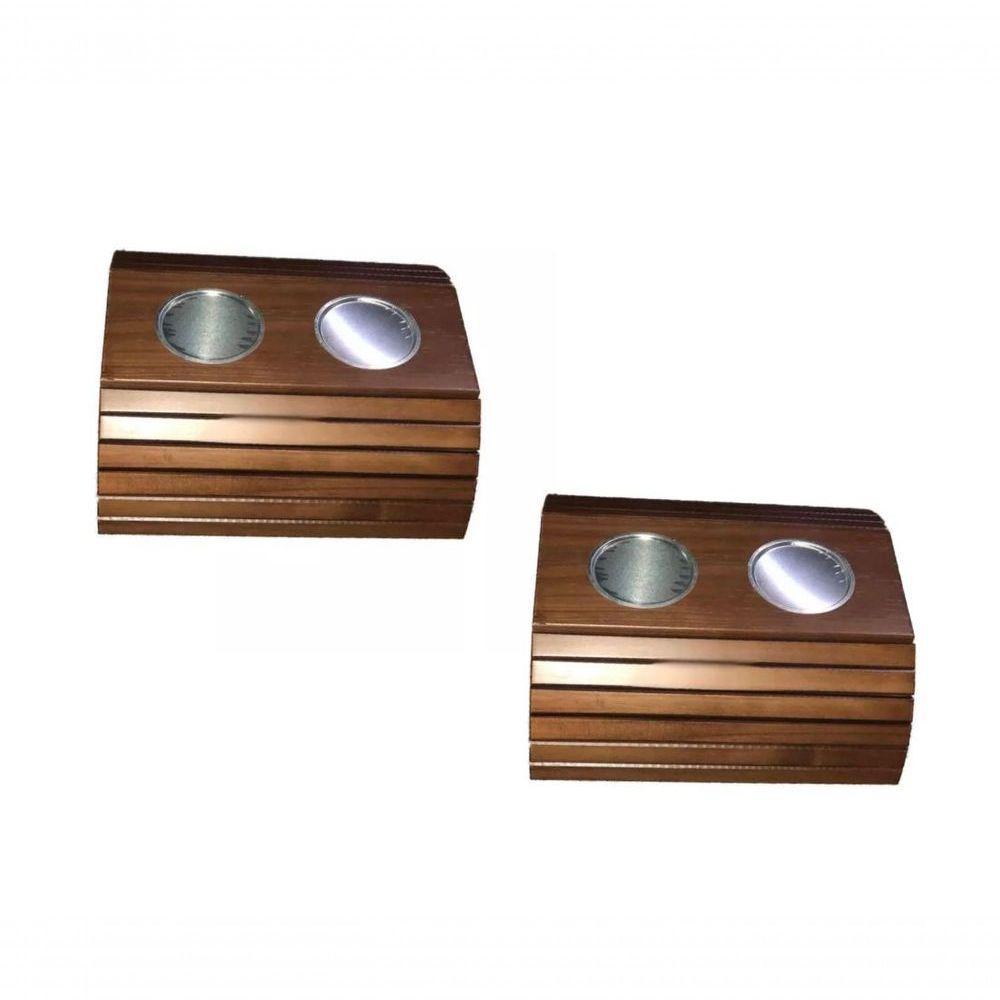 Kit 02un Esteira Braço De Sofá Porta Copo Alumínio Madeira - 1