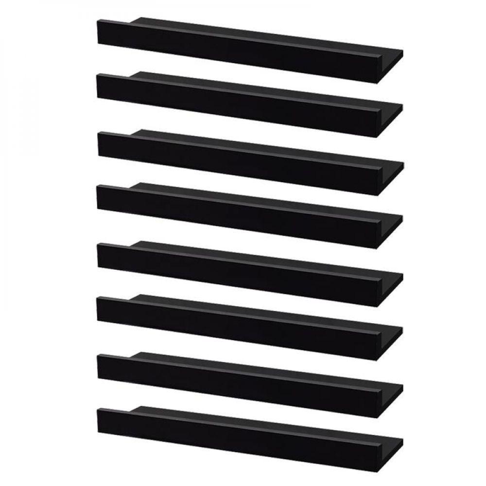 Kit 8 Prateleiras Porta Quadros 60 X 10cm Preta Suporte Invisível - 1